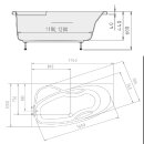 Raumspar Badewanne MAMBA 170x100x44cm, links,weiss