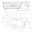 Raumspar Badewanne MAMBA 170x100x44cm, rechts, weiss