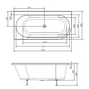 Raumspar Badewanne ASTRA 165x80x48cm links, weiss