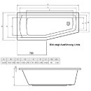 Raumspar Badewanne 160x70x39cm MINOU rechts, weiss