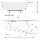 PROJEKTA Raumspar-Badewanne mit Füssen 160x80x44cm, rechts, weiss