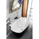 NIGRA Freistehende Gussmarmor-Badewanne 158x80x45cm, schwarz/weiss