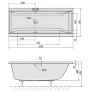 CLEO Rechteckwanne mit Füssen 150x75x48cm, weiss