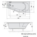 Raumspar Badewanne TIGRA 150x75x46cm, Rechts, weiss