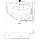 Raumspar Badewanne 150x105x45cm, CIDLINA, rechts, weiss