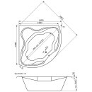 Eck-Badewanne Zenpool Model Sophia, 149x149cm, RAL Farbe...