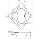 Eck-Badewanne Zenpool Model Carol, 130x130cm, RAL Farbe nach Wunsch