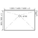 HSK ACRYL-DUSCHWANNE 80x120cm, plan