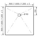 HSK ACRYL-DUSCHWANNE Quadrat 120x120cm, plan